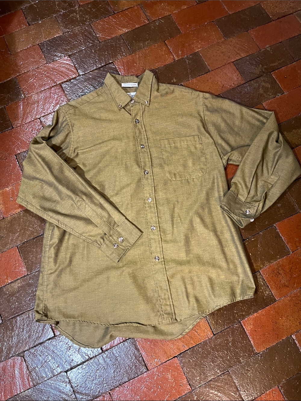 MEN LARGE SHIRT Sears Roebuck long sleeve green 1127